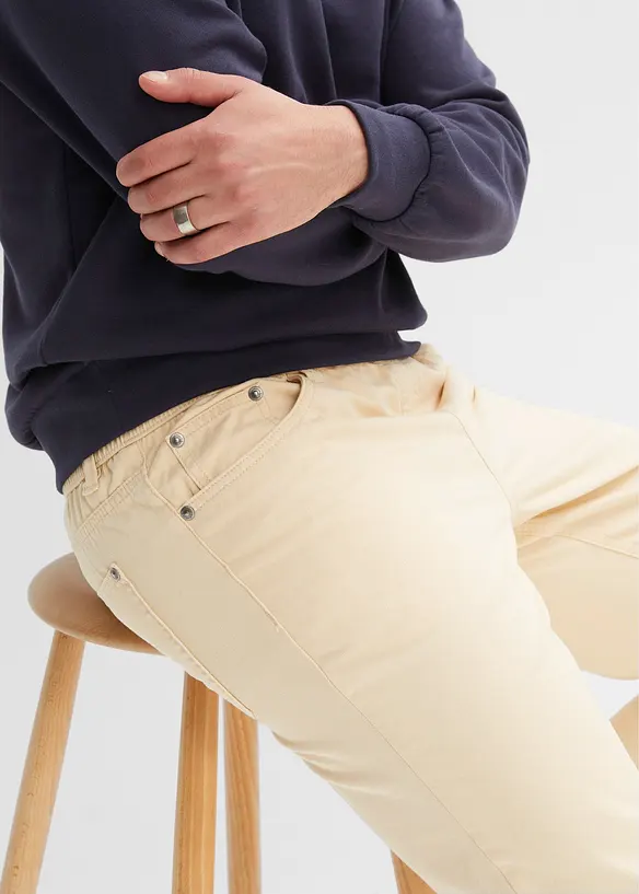 Pantaloni con elastico in vita in puro cotone regular fit, straight, bonprix