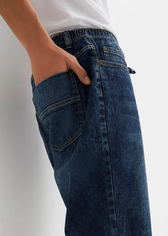 Bermuda elasticizzati in jeans leggero con elastico in vita, slim fit, bonprix