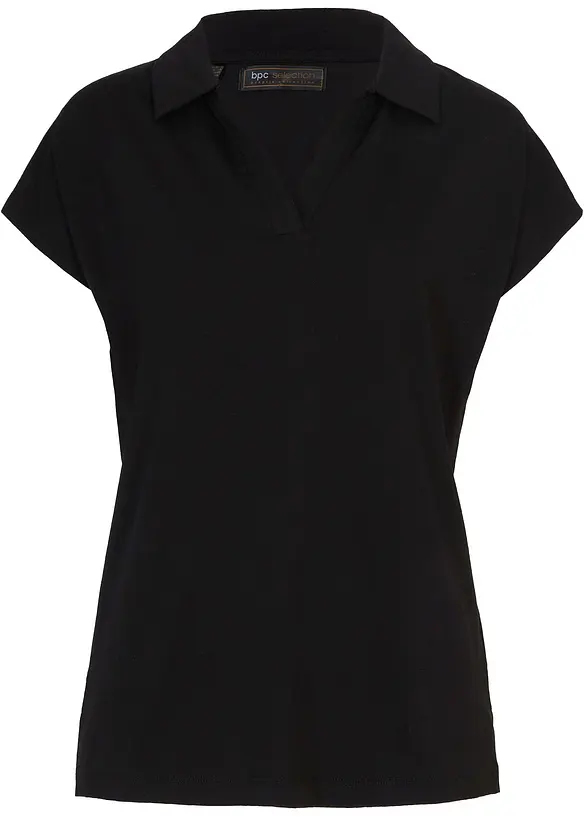 Maglia con colletto polo aperto, bonprix