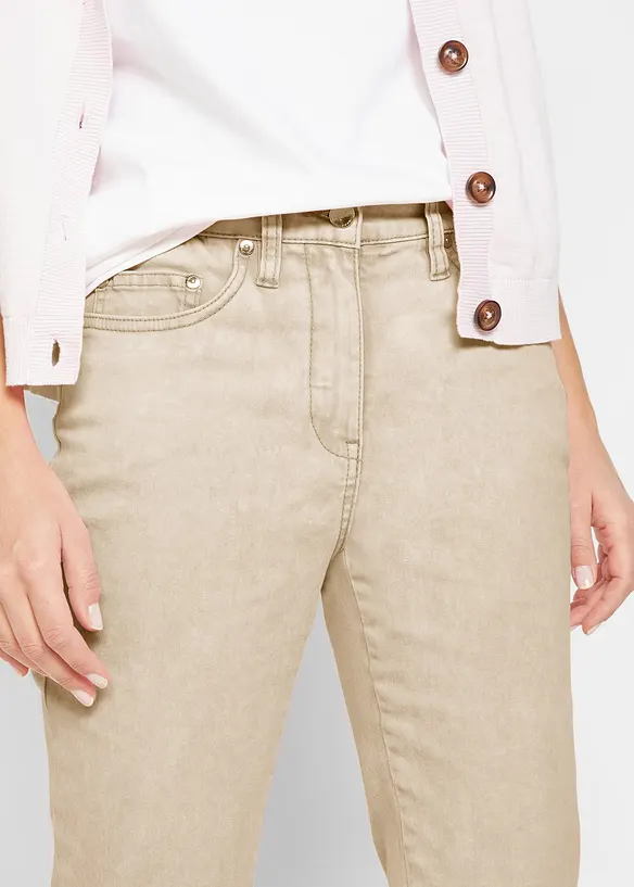 Pantaloni in twill cropped in look usato, bonprix