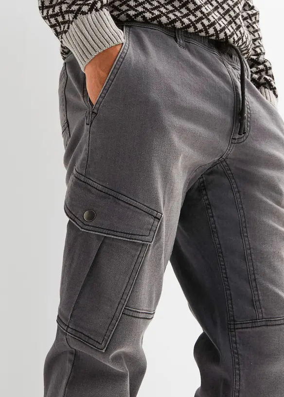 Jeans in felpa con tasche cargo regular fit, straight, bonprix