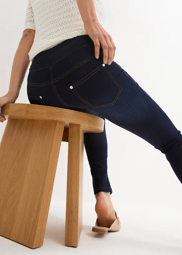 Jeans ultra elasticizzati con bordo vita comodo straight, vita media, bonprix