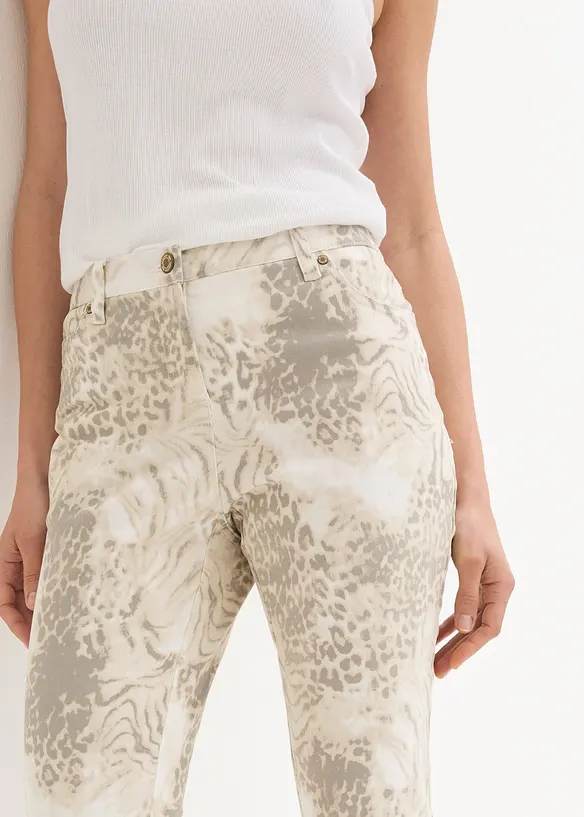 Pantaloni cropped elasticizzati fantasia, bonprix