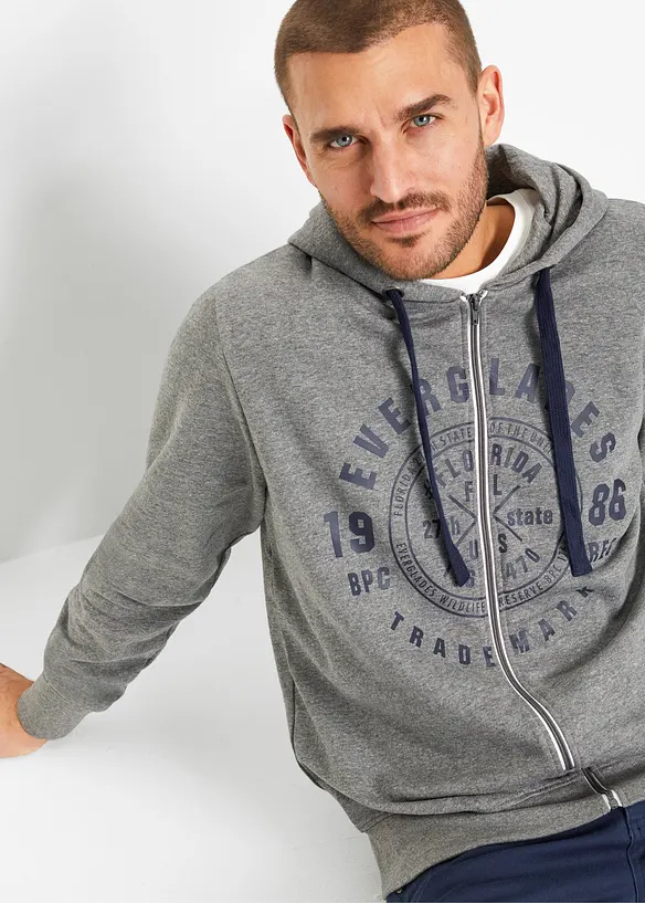Felpa con zip, cappuccio e taglio comfort, bonprix