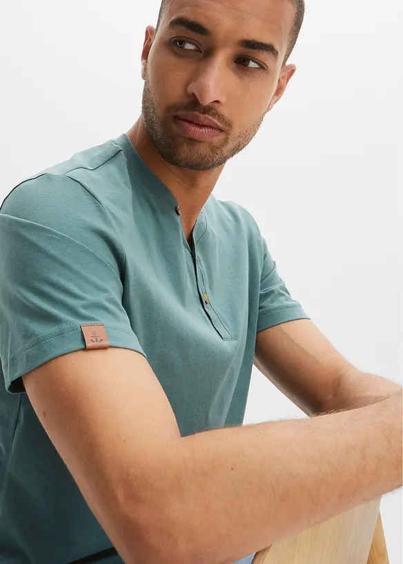 Maglia serafino a maniche corte in puro cotone biologico (pacco da 2), bonprix