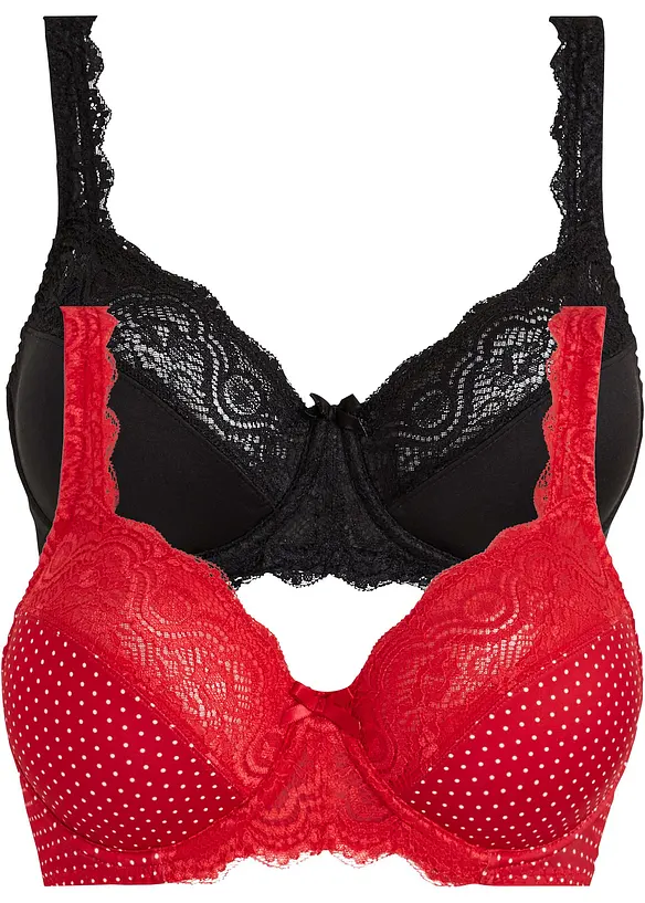 Reggiseno con ferretto e pizzo delicato (pacco da 2), bonprix