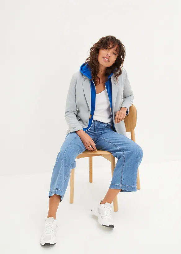 Jeans cropped wide leg, a vita media, bonprix