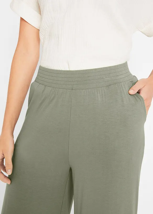 Pantaloni cropped in jersey di misto viscosa fluente, bonprix