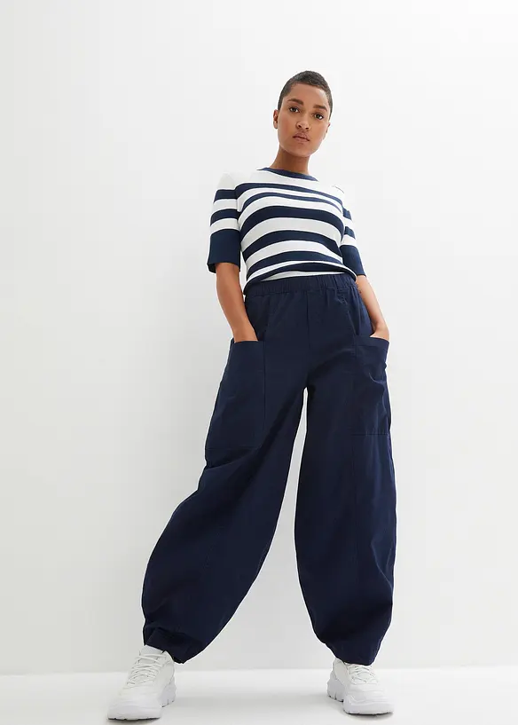 Pantaloni in twill di misto cotone elasticizzato, bonprix