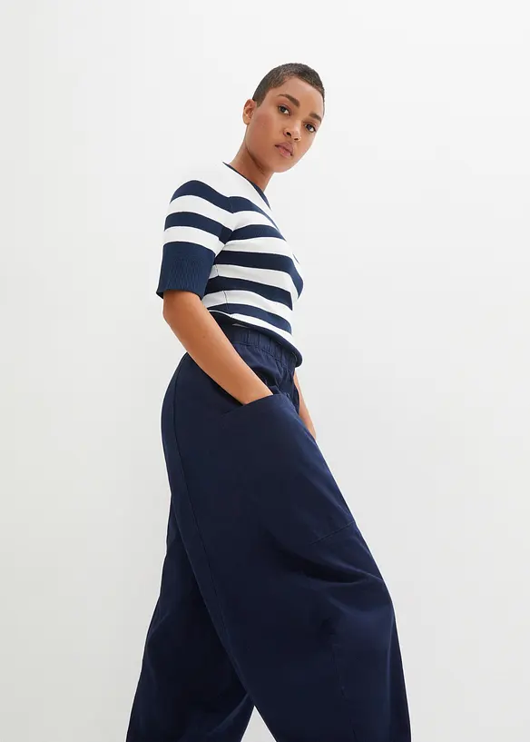 Pantaloni in twill di misto cotone elasticizzato, bonprix