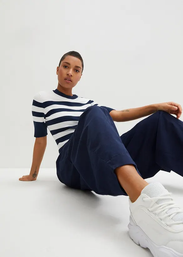 Pantaloni in twill di misto cotone elasticizzato, bonprix