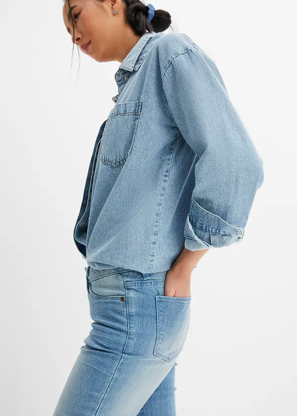 Jeans bootcut elasticizzati, vita media, bonprix