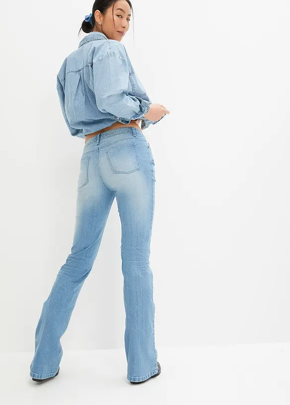 Jeans bootcut elasticizzati, vita media, bonprix