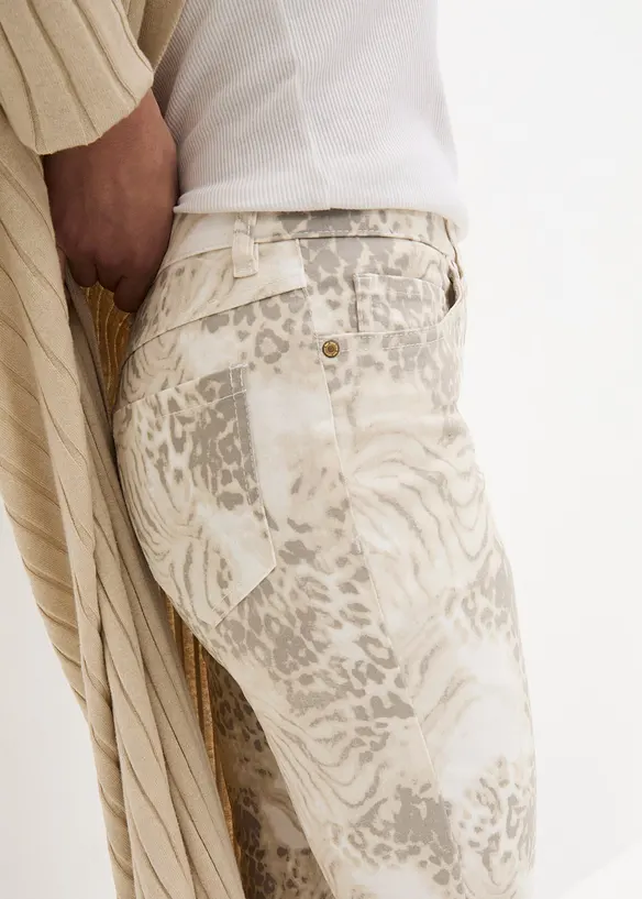 Pantaloni cropped elasticizzati fantasia, bonprix