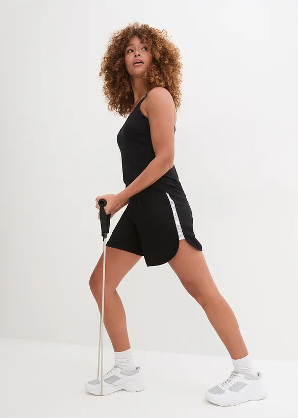 Pantaloni corti sportivi con righe a contrasto, bonprix