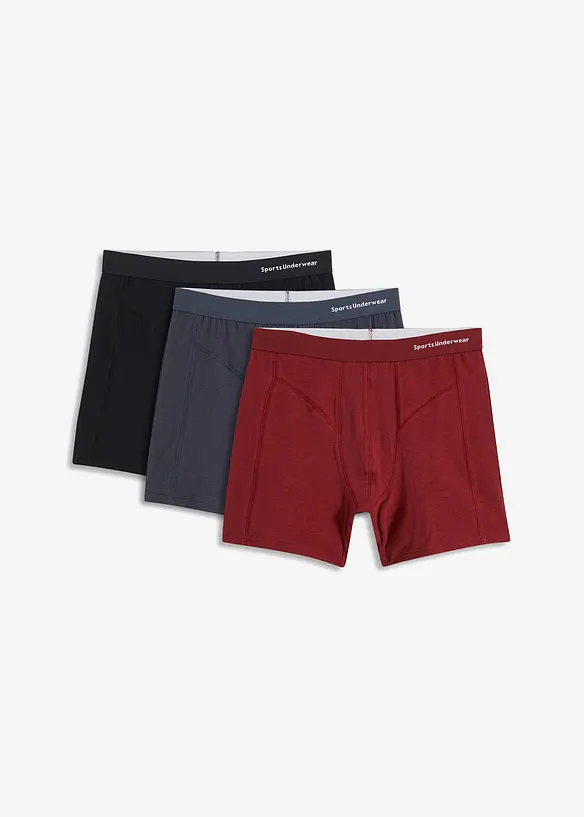 Boxer aderenti media lunghezza con cotone biologico (pacco da 3), bonprix