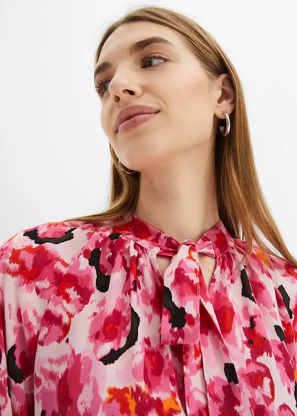 Blusa in chiffon con fiocco, bonprix
