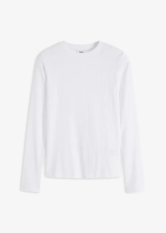 Maglia a maniche lunghe a coste in puro cotone, bonprix