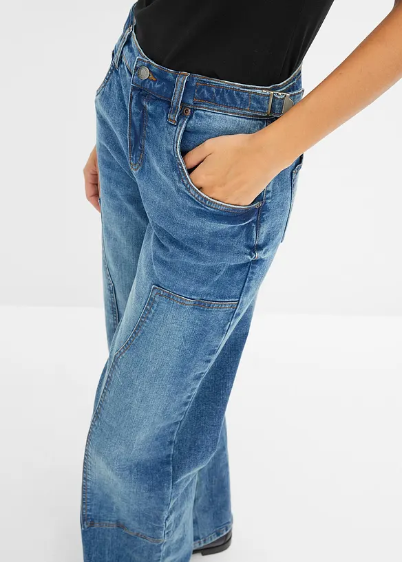 Jeans wide leg, vita media, bonprix