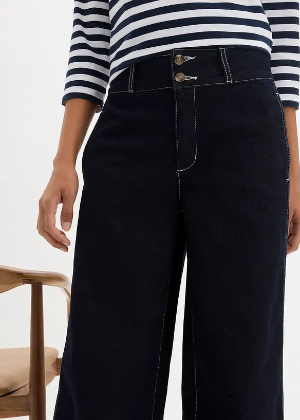 Jeans elasticizzati wide leg, a vita alta, bonprix