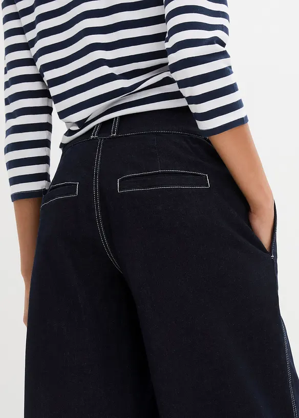 Jeans elasticizzati wide leg, a vita alta, bonprix