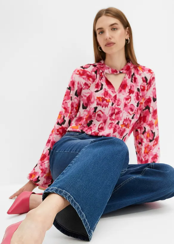 Jeans wide leg a vita alta, bonprix