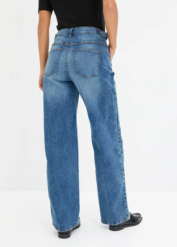 Jeans wide leg, vita media, bonprix