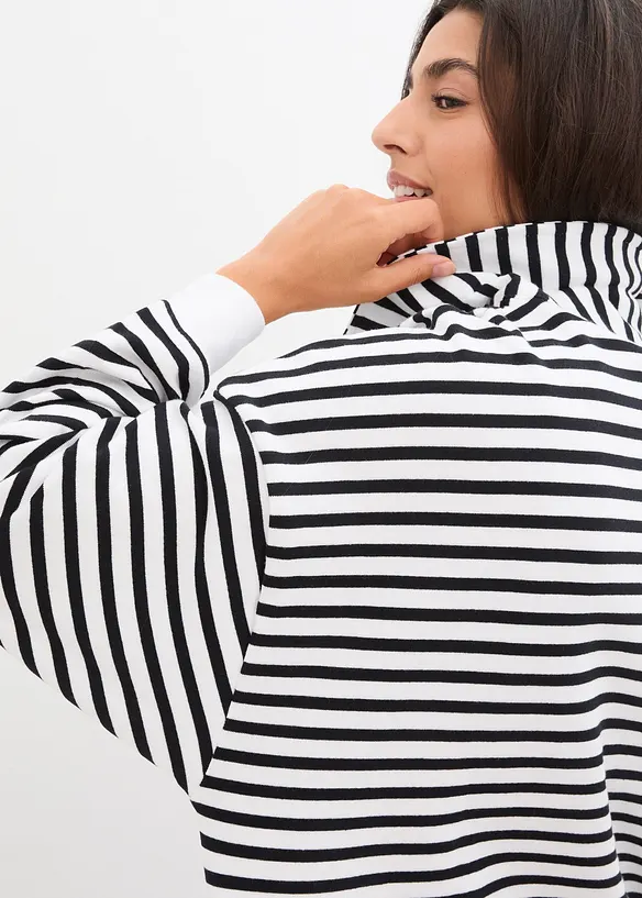 Felpa con scollo a V e colletto polo, bonprix