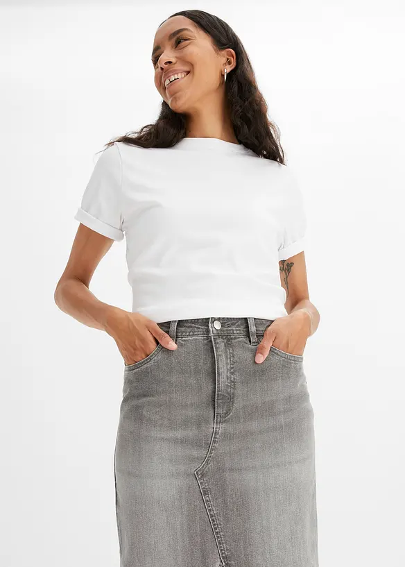 Gonna di jeans con spacco, bonprix