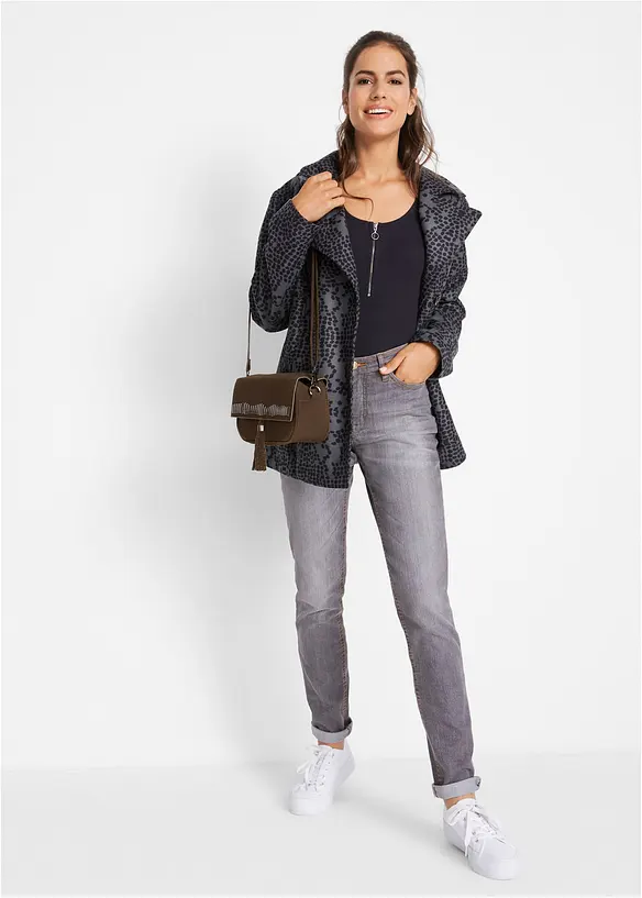 Mom jeans in stretch confortevole, vita media, bonprix