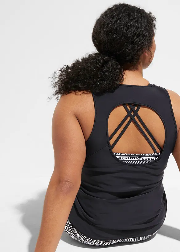 Tankini con reggiseno a bustier (set 3 pezzi), bonprix