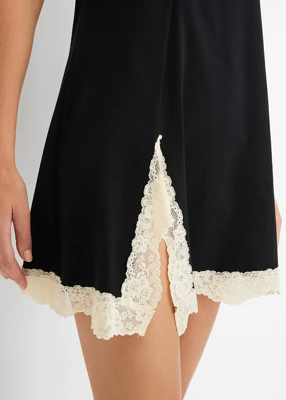 Camicia da notte corta con pizzo delicato, bonprix