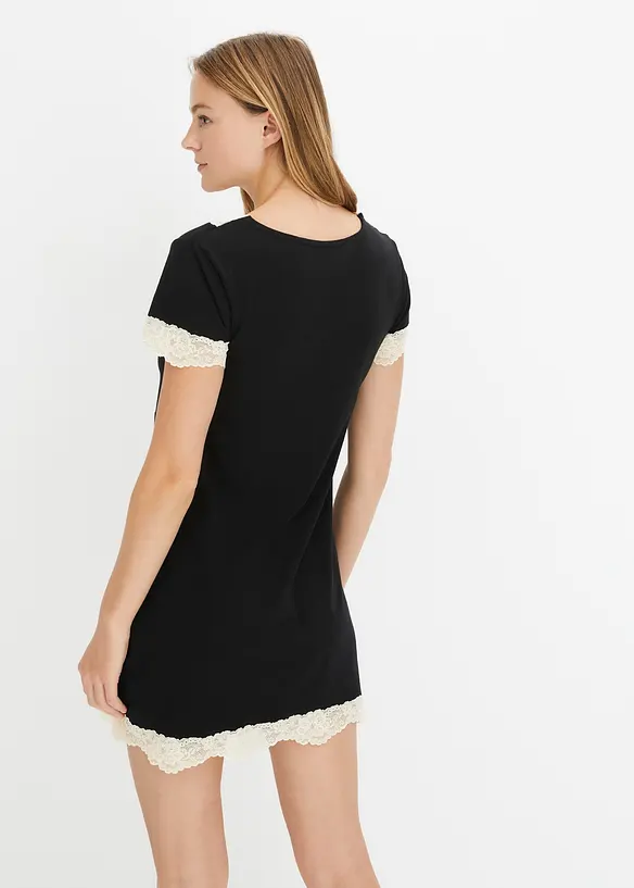Camicia da notte corta con pizzo delicato, bonprix