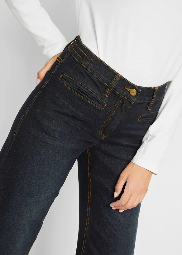 Jeans wide leg con bordo vita confortevole, vita media, bonprix