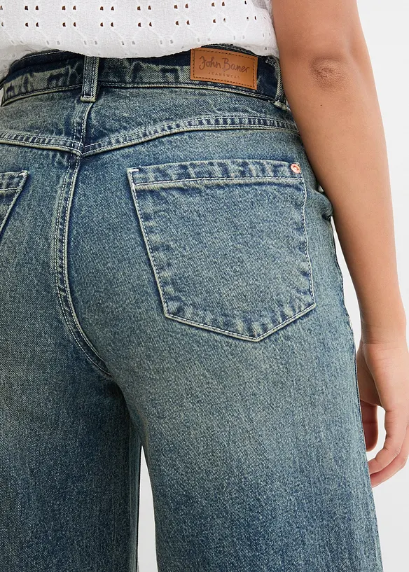 Jeans wide leg leggermente elasticizzati, vita alta, bonprix