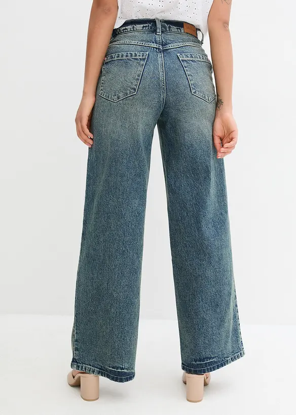 Jeans wide leg leggermente elasticizzati, vita alta, bonprix