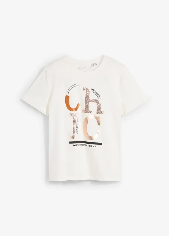 T-shirt con stampa glitterata, bonprix