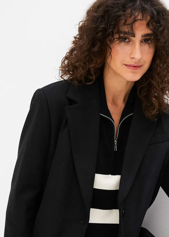 Blazer in simil lana con spalline imbottite, bonprix