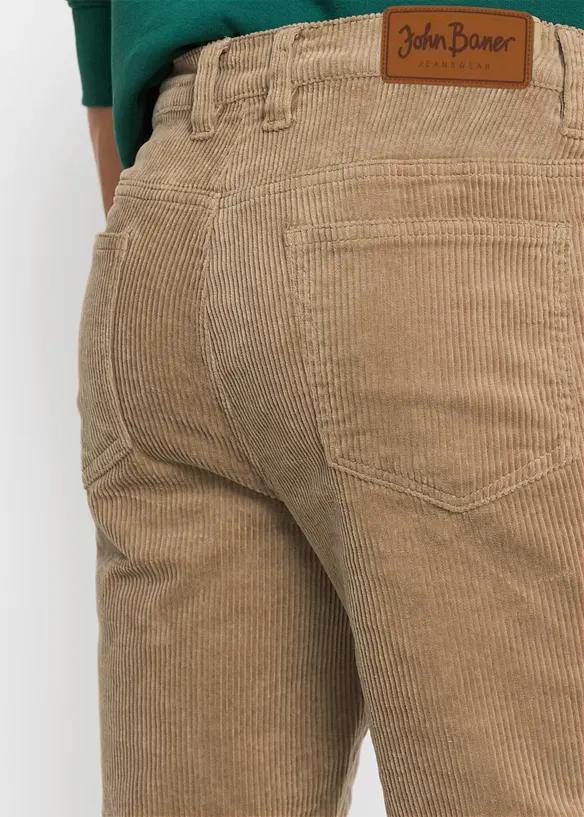 Pantaloni di velluto a coste elasticizzato con taglio comfort, regular fit, bonprix