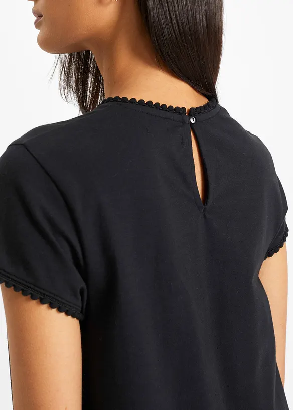Maglia in cotone con pizzo, bonprix