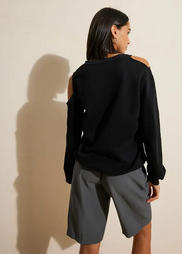 Felpa oversize con rosa stampata, bonprix