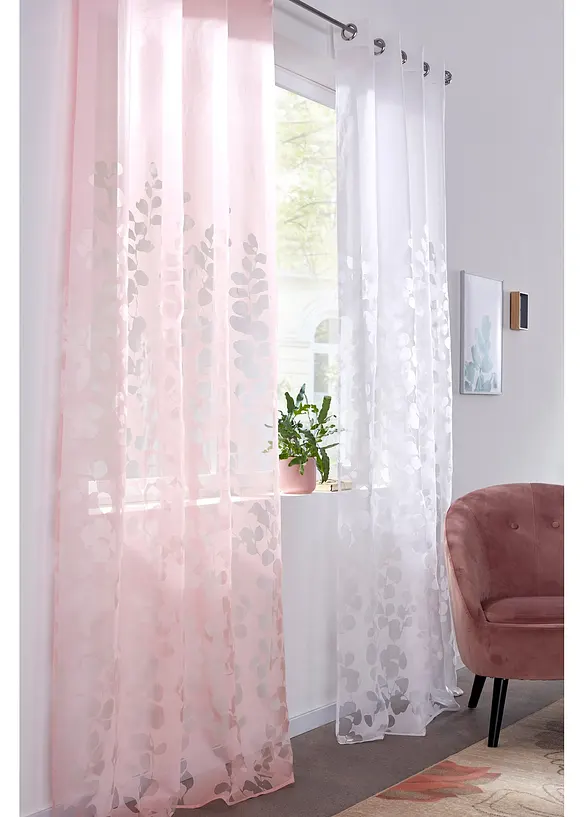 Tenda in tessuto devoré con foglie (pacco da 1), bonprix