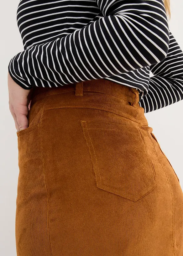 Gonna midi in velluto elasticizzato, bonprix