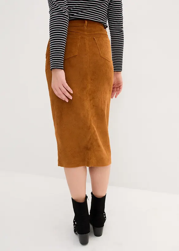Gonna midi in velluto elasticizzato, bonprix