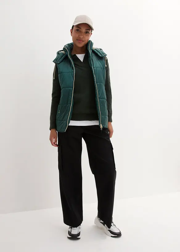 Gilet trapuntato con cappuccio rimovibile, bonprix