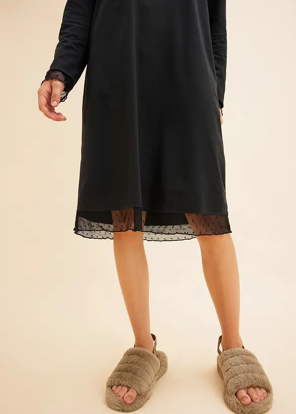 Camicia da notte con inserti in pizzo in cotone biologico, bonprix