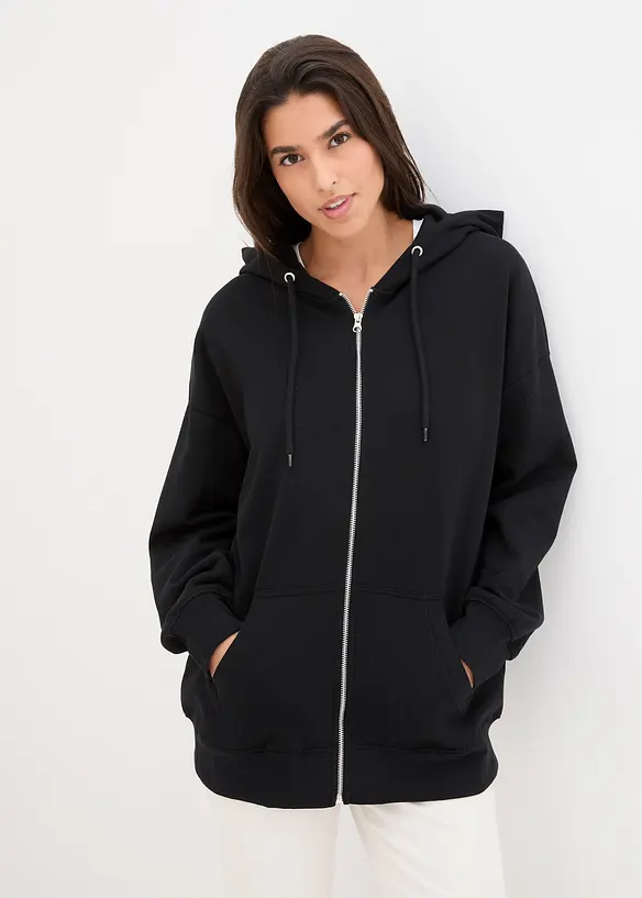 Felpa con zip e cappuccio, bonprix