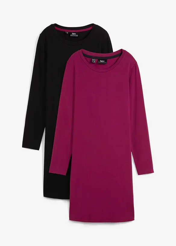 Abito in jersey aderente (pacco da 2), bonprix