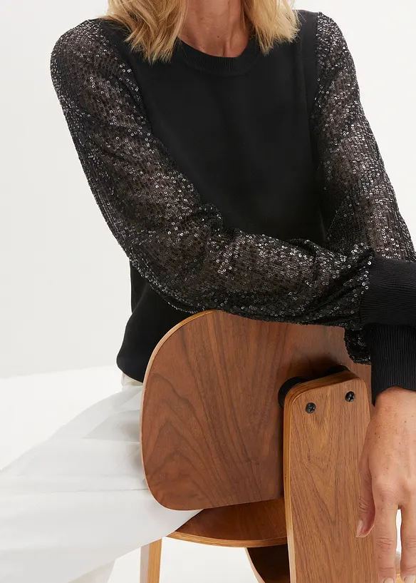Maglione fluido in filato fine misto viscosa, bonprix