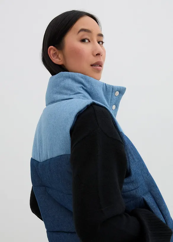 Gilet in jeans trapuntato, bonprix